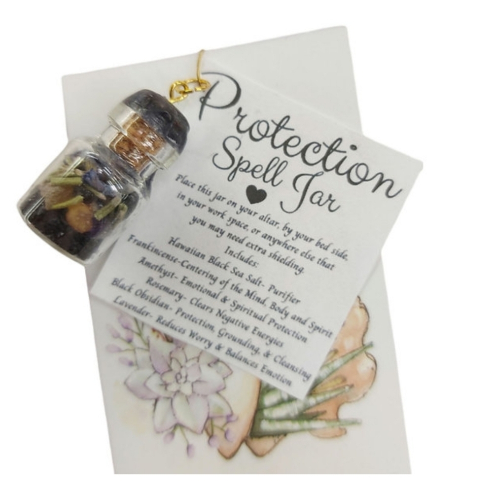 Protection Spell Jar with Herbs and Crystals